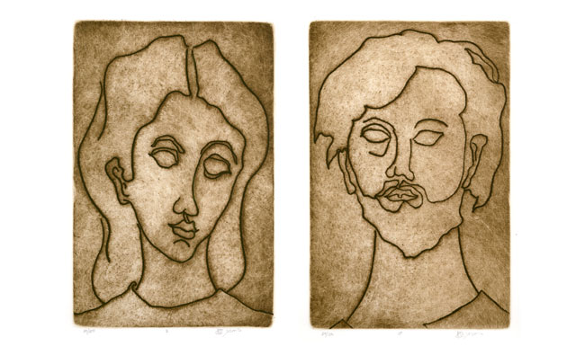 Man & Woman Diptych — etching 1-12